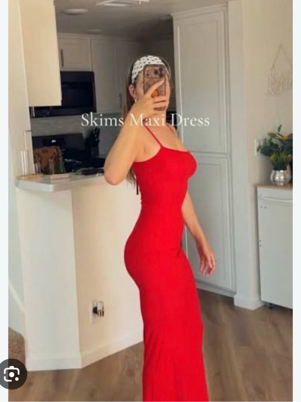 SKIMS Red Ribbed Soft Lounge Maxi Dress -NWT